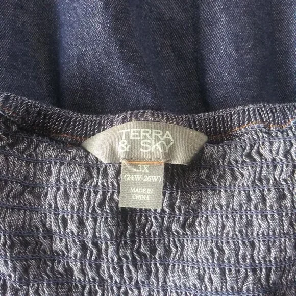 Terra & Sky Jean flutter sleeve midi Dress women's size 3X (24W-26W) - Picture 12 of 14